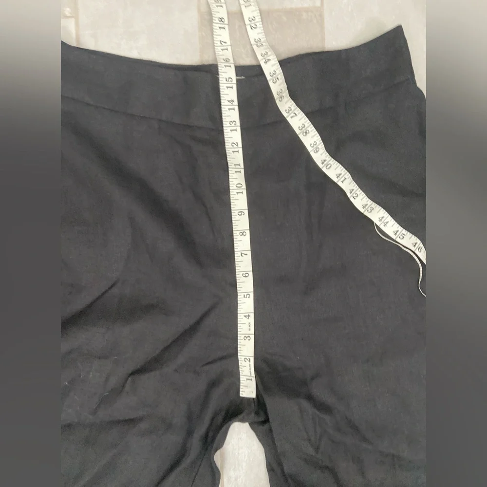 Sezane Jenson Linen Straight Leg Pants Black Size FR46/US 14
